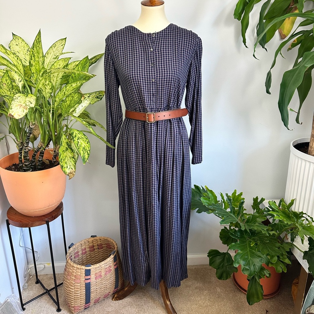 Vintage Eddie Bauer Prairie Dress, Plaid Farmhouse Southern Gothic Dress Button